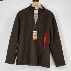 Orvis Mens Pullover Fleece 1/2 Zip Brown Sherpa Lined Mock Neck Size M Outdoors